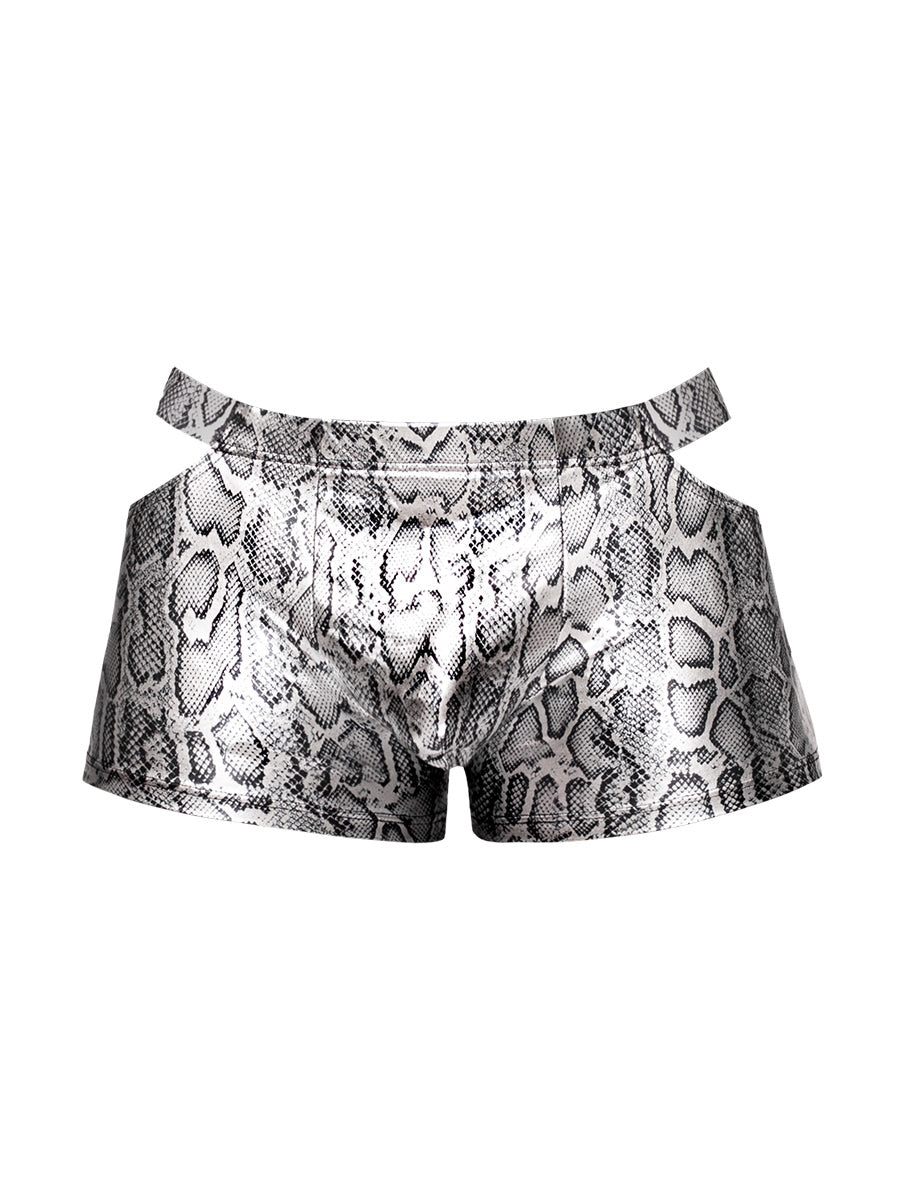 s'naked Pouch Short - Small - Silver/black-Lingerie & Sexy Apparel-Male Power-Andy's Adult World