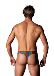 Pack and Play Thong With Front Condom Pouch - S/m - Rainbow-Lingerie & Sexy Apparel-Male Power-Andy's Adult World