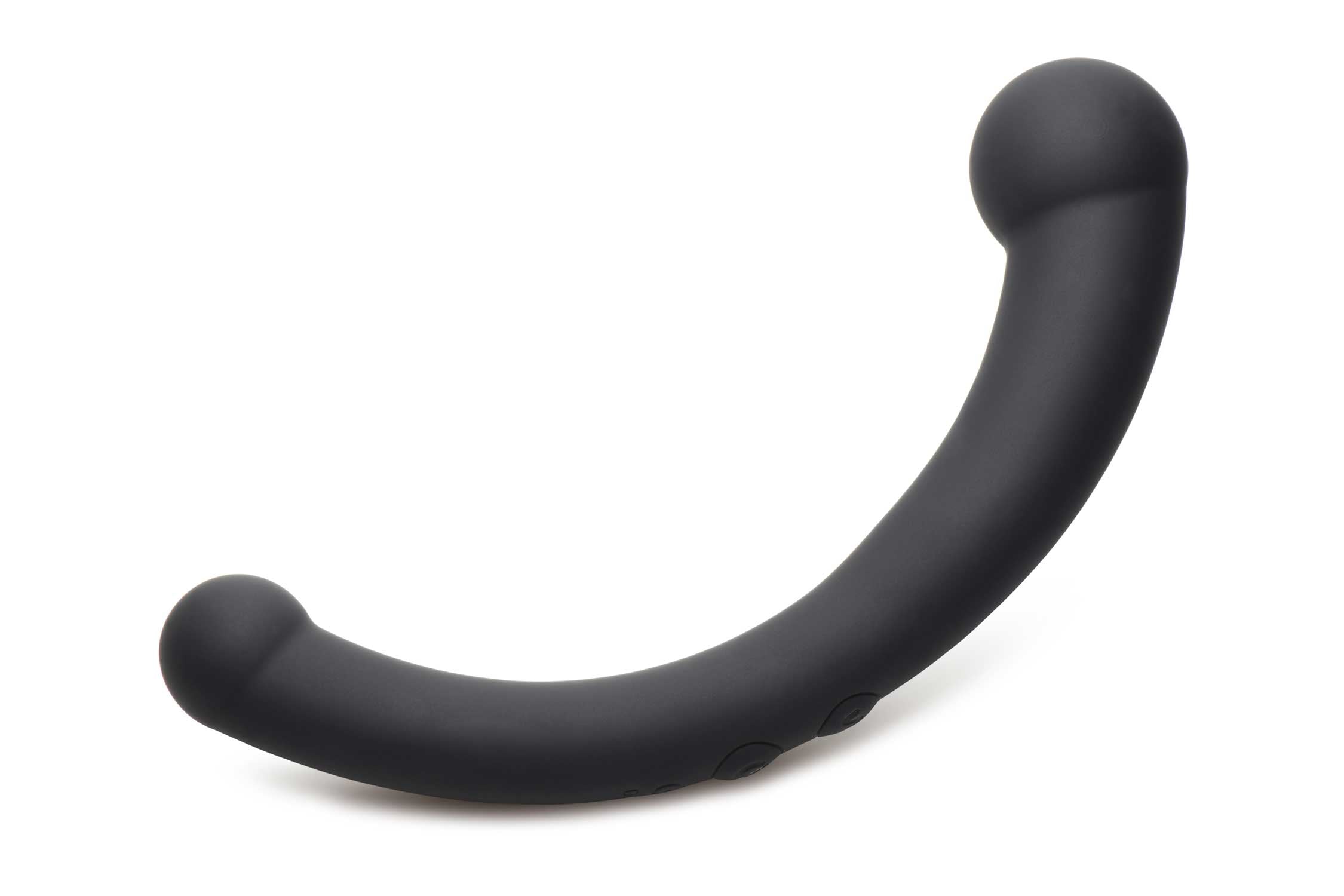 10x Vibra-Crescent Silicone Dual Ended Dildo - Black-Vibrators-XR Brands Master Series-Andy's Adult World