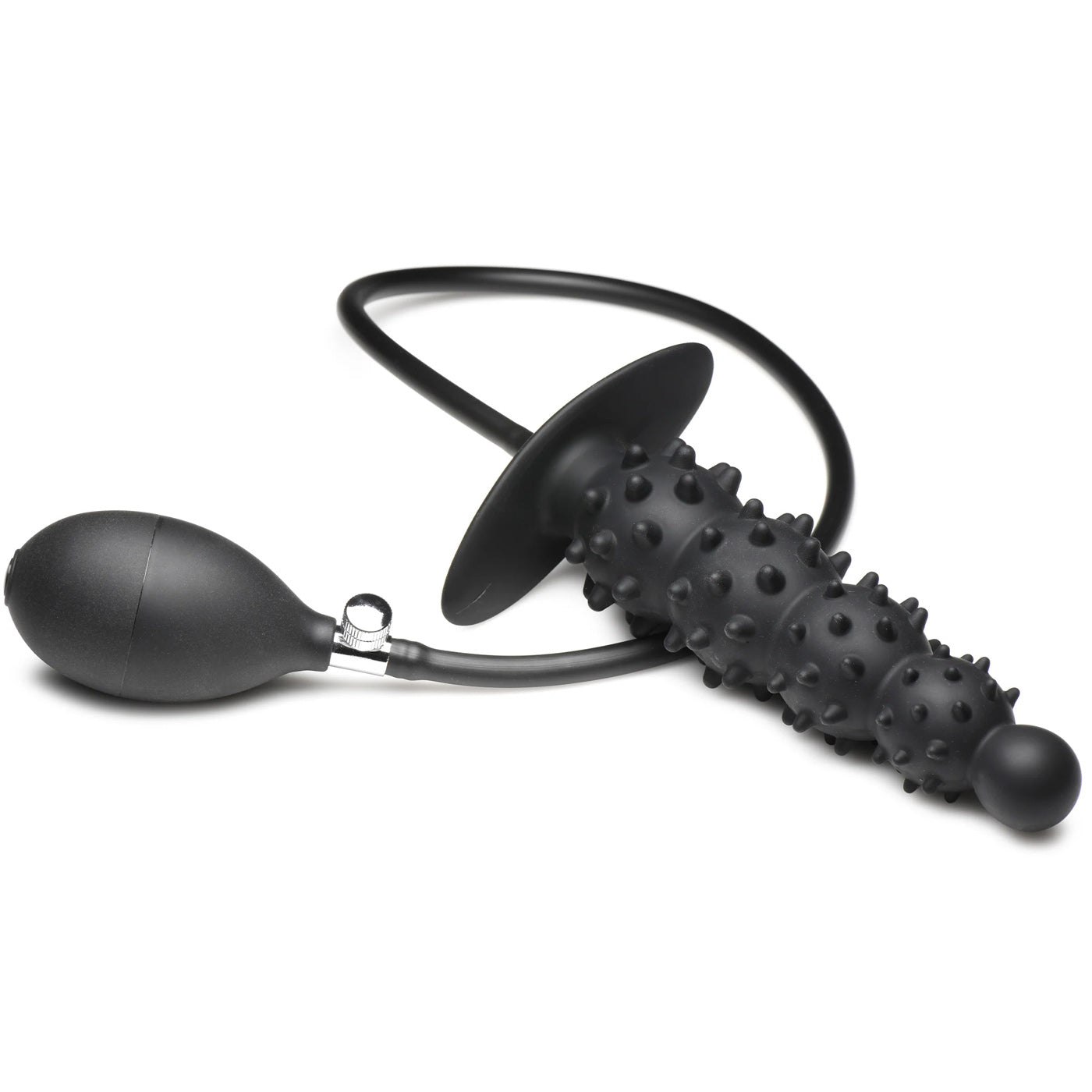 Ass Puffer Nubbed Inflatable Silicone Anal Plug - Black-Anal Toys & Stimulators-XR Brands Master Series-Andy's Adult World