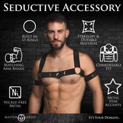 Star Boy Male Chest Harness With Arm Bands - Large/xlarge - Black-Harnesses & Strap-Ons-XR Brands Master Series-Andy's Adult World