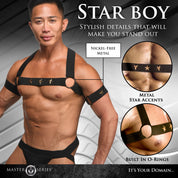 Star Boy Male Chest Harness With Arm Bands - Small/medium - Black-Harnesses & Strap-Ons-XR Brands Master Series-Andy's Adult World