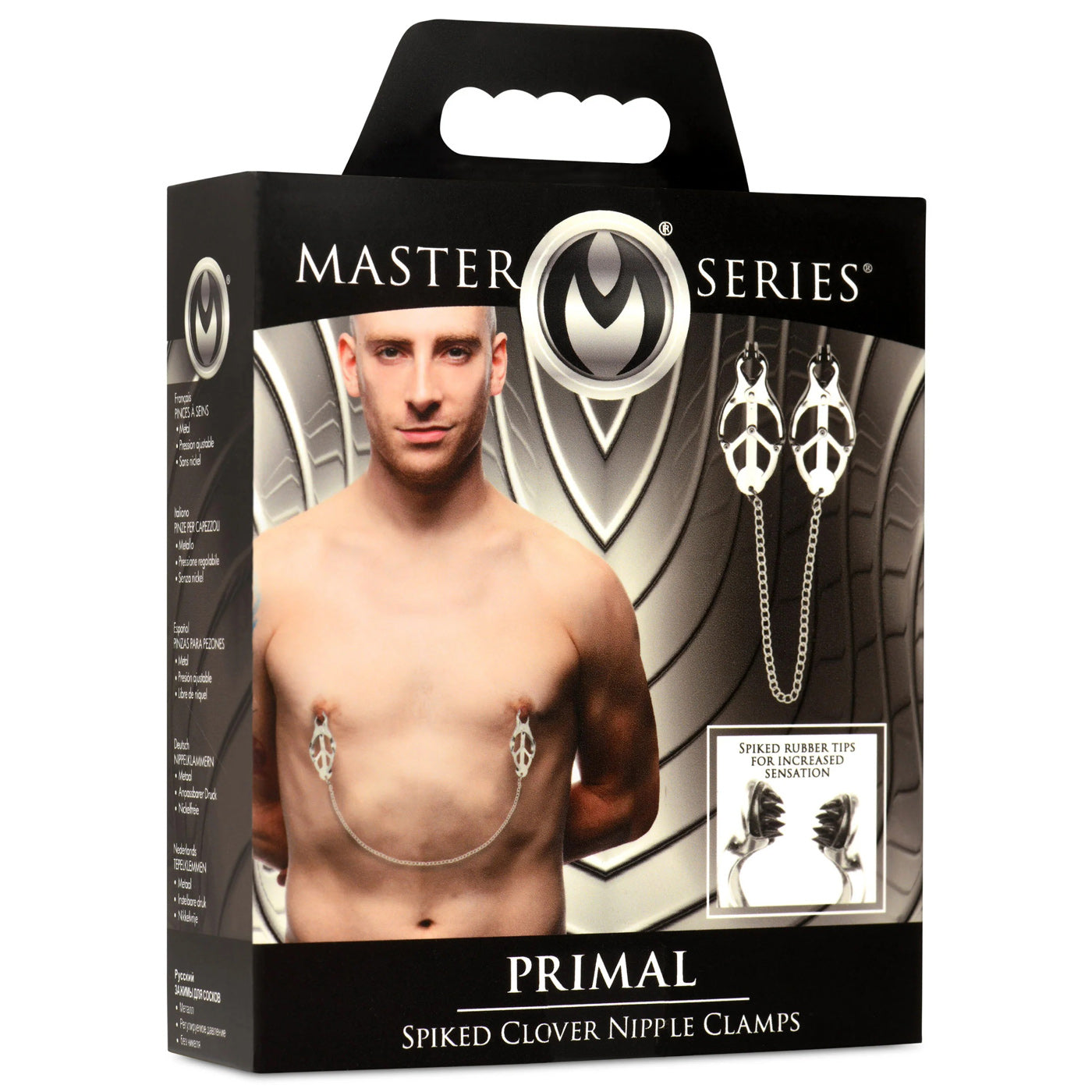 Primal Spiked Clover Nipple Clamps - Silver-Nipple Stimulators-XR Brands Master Series-Andy's Adult World