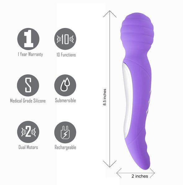 Zoe Twisty Dual Vibrating Pleasure Wand - Purple-Vibrators-Maia Toys-Andy's Adult World