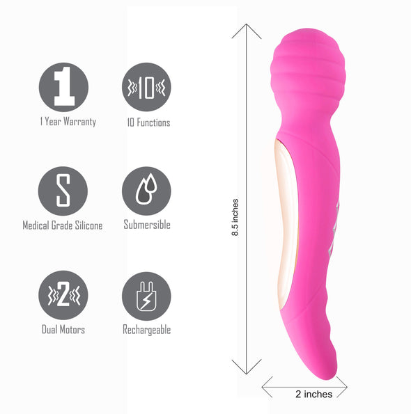 Zoe Twisty Dual Vibrating Pleasure Wand - Pink-Vibrators-Maia Toys-Andy's Adult World