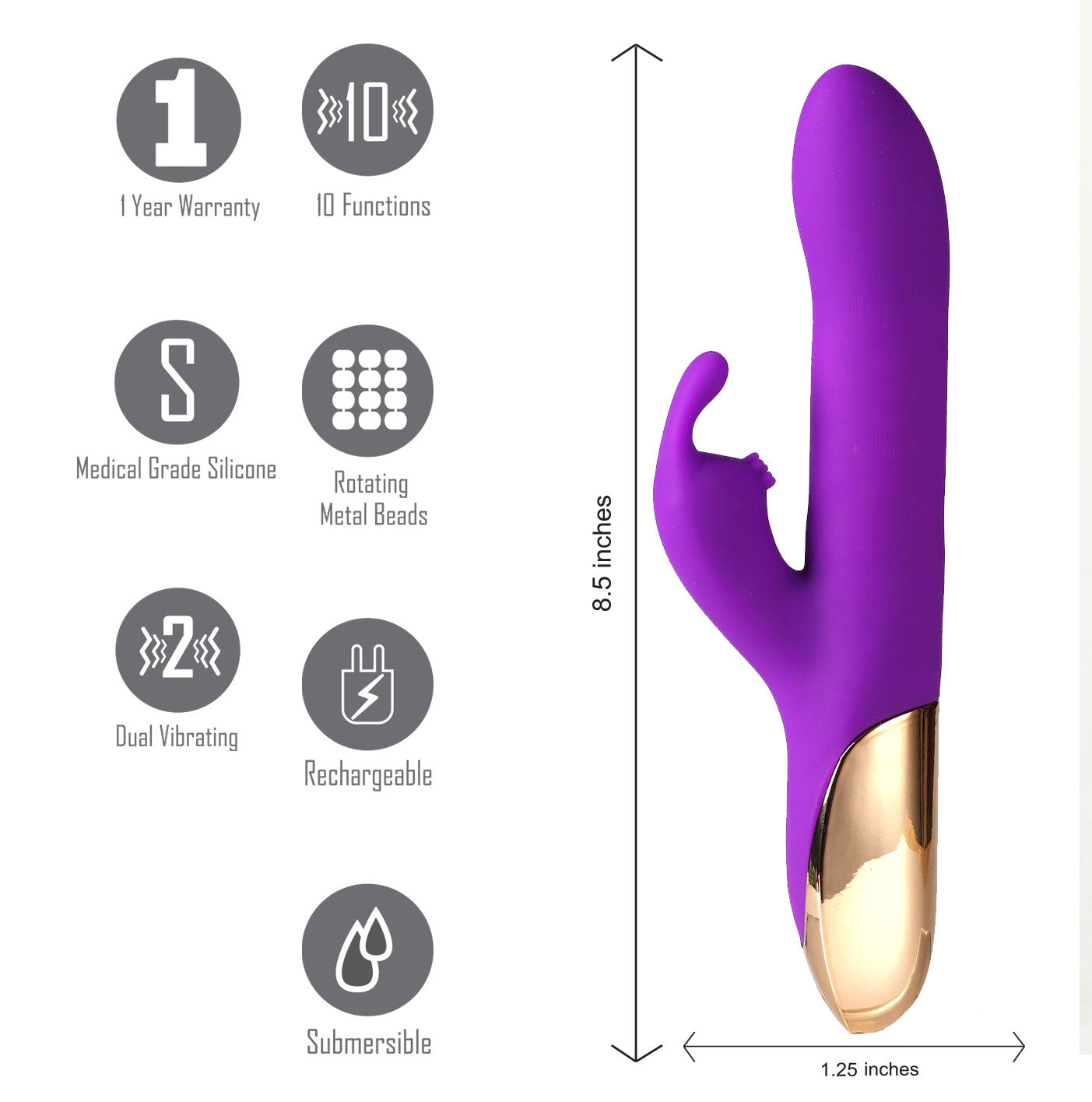 Karlin USB Rechargeable 10-Function Rabbit Vibrator - Purple-Vibrators-Maia Toys-Andy's Adult World