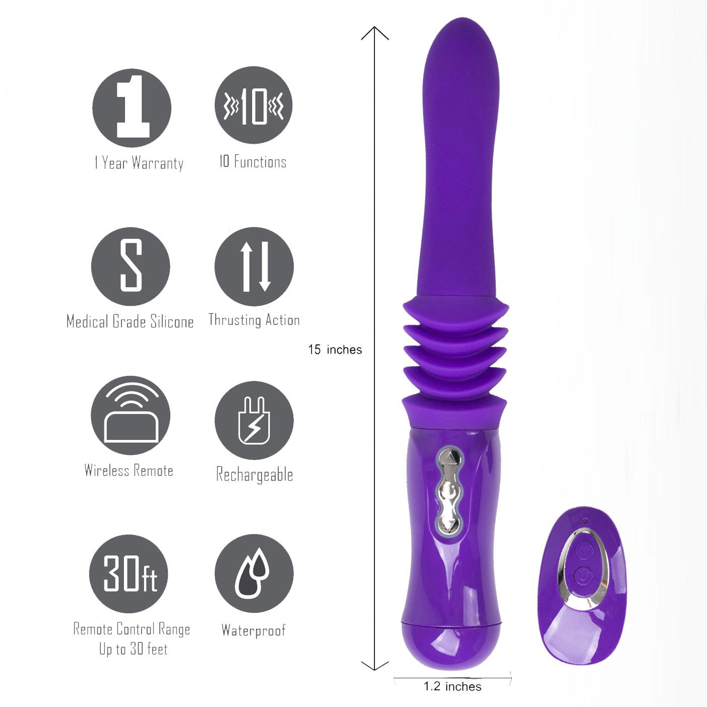 Monroe USB Rechargeable Silicone Thrusting Portable Love Machine - Purple-Vibrators-Maia Toys-Andy's Adult World