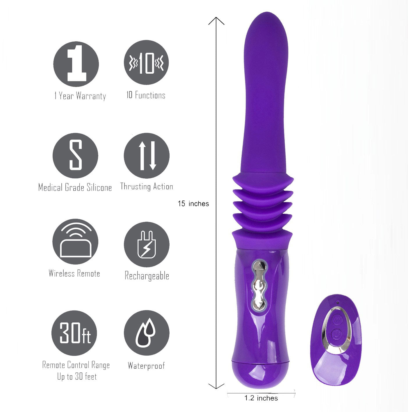 Monroe USB Rechargeable Silicone Thrusting Portable Love Machine - Purple-Vibrators-Maia Toys-Andy's Adult World