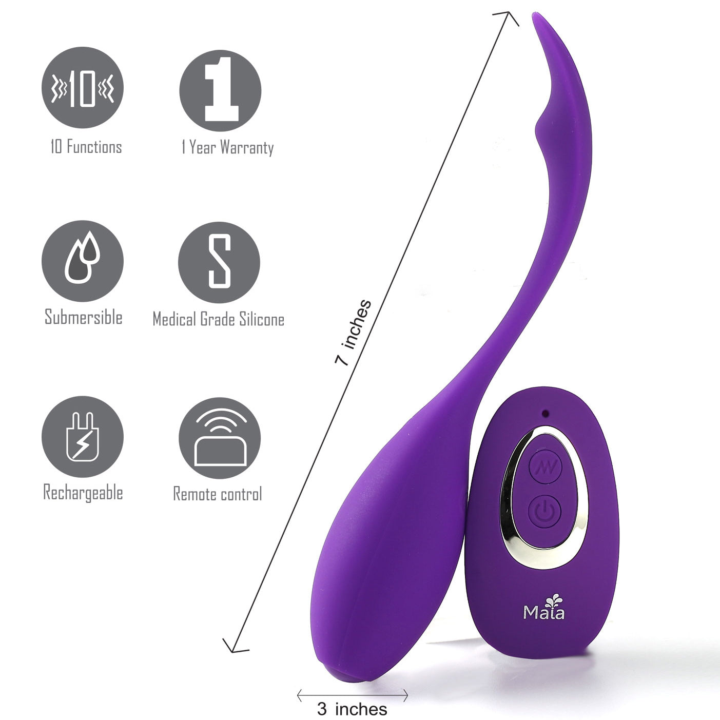 Syrene Remote Control Luxury USB Rechargeable Bullet Vibrator - Purple-Vibrators-Maia Toys-Andy's Adult World