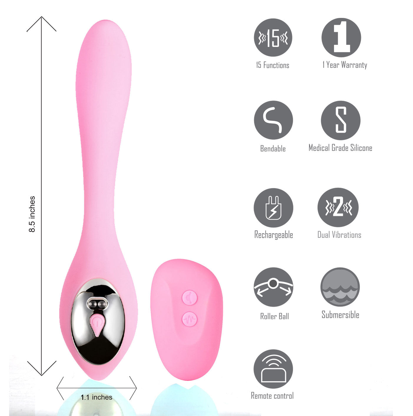 Harmonie Rechargeable Remote Silicone Bendable Vibrator - Pink-Vibrators-Maia Toys-Andy's Adult World