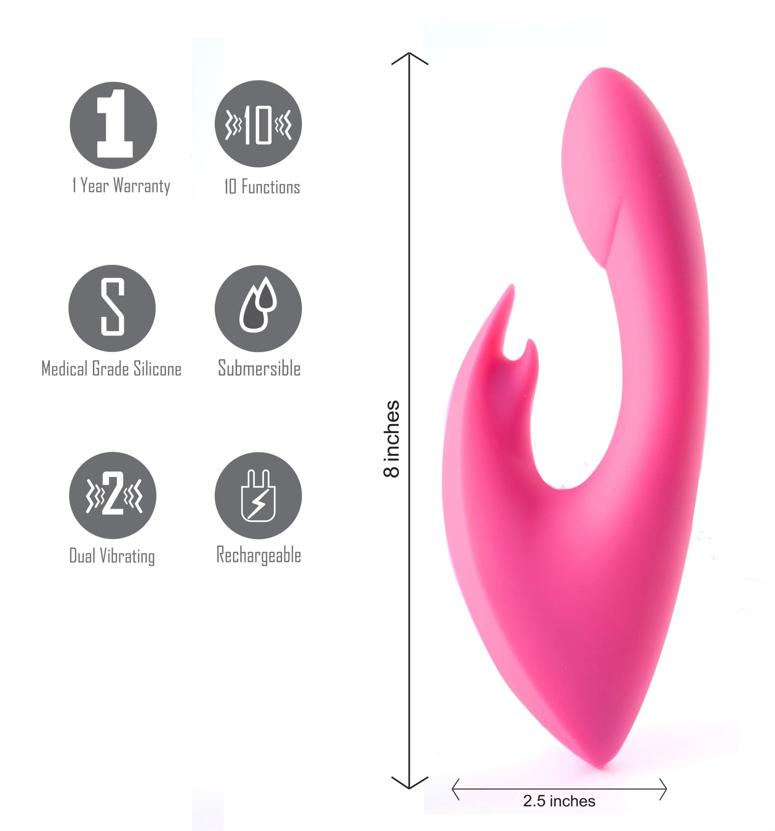 Leah USB Rechargeable Silicone 10-Function Rabbit Vibrator - Pink-Vibrators-Maia Toys-Andy's Adult World