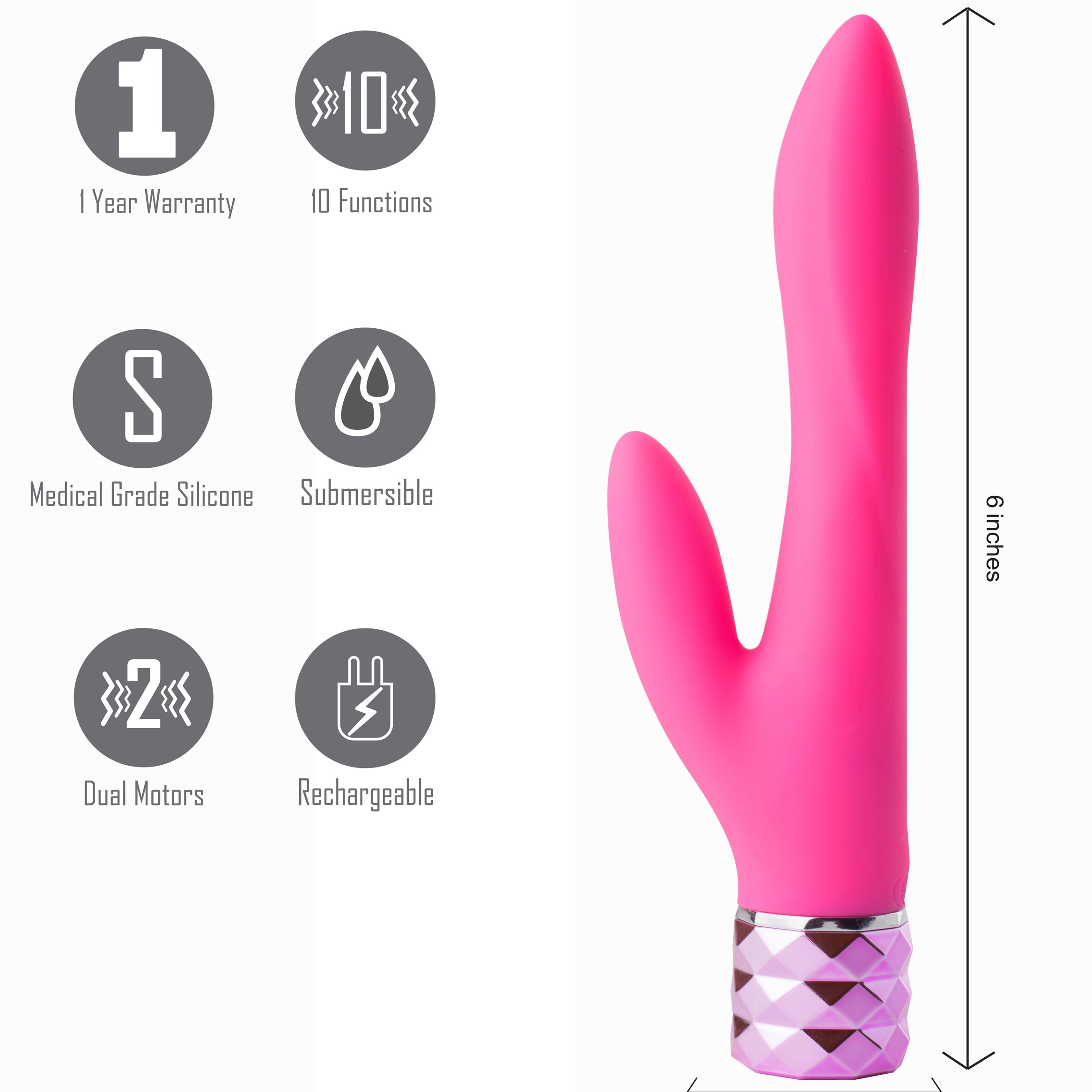 Victoria Crystal Gem Dual Vibrator - Pink-Vibrators-Maia Toys-Andy's Adult World