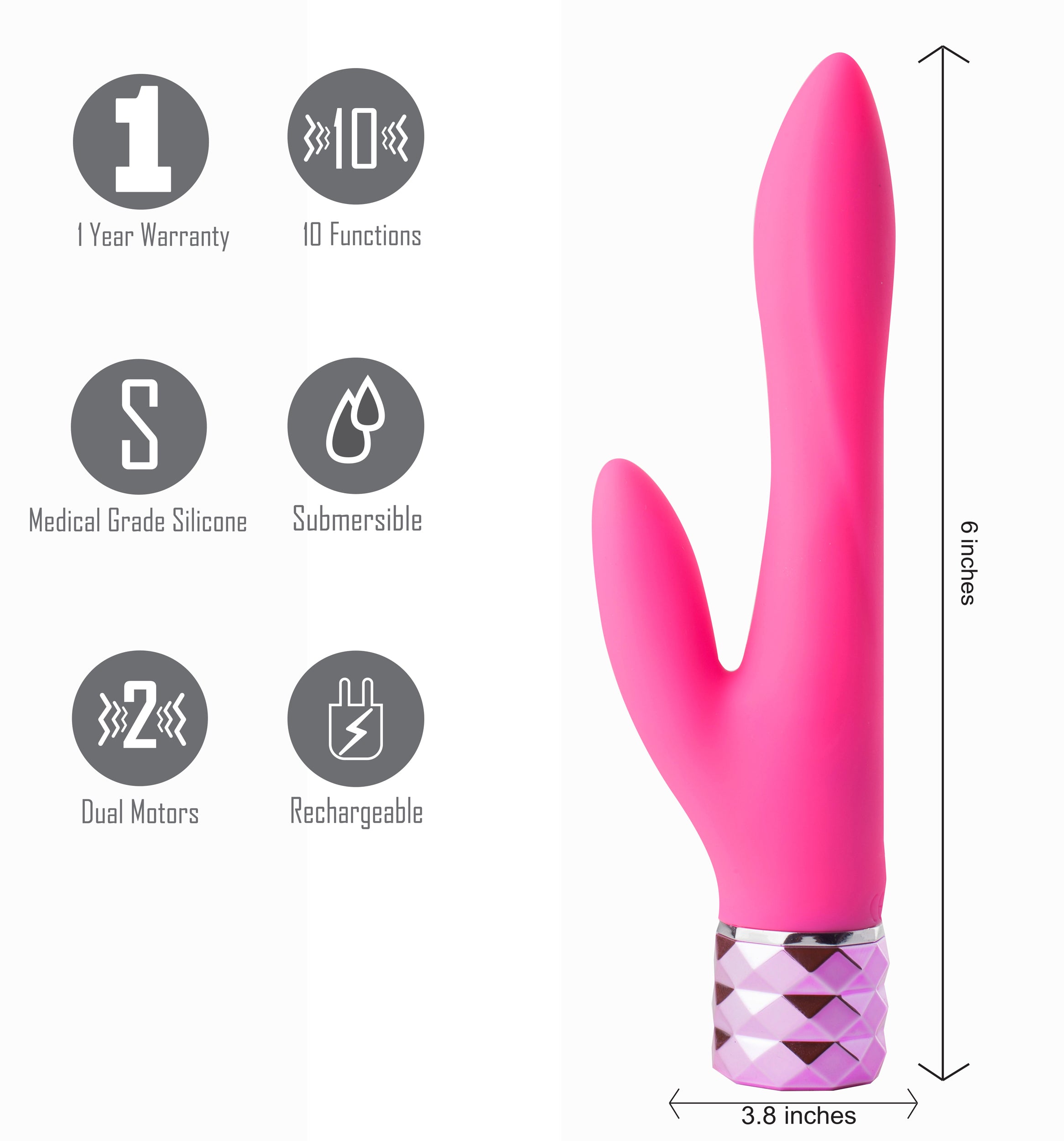 Victoria Crystal Gem Dual Vibrator - Pink-Vibrators-Maia Toys-Andy's Adult World