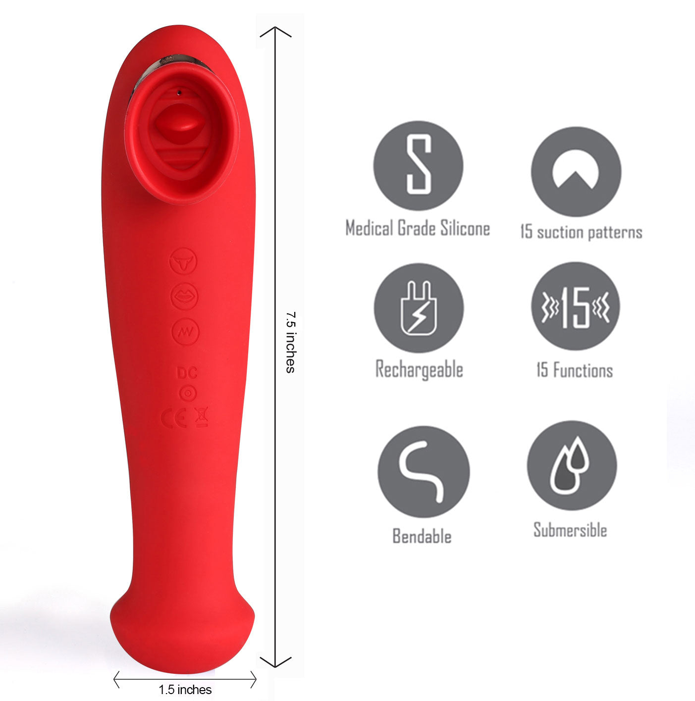 Destiny 15-Function Rechargeable Vibrating - Suction Wand - Cherry Red-Vibrators-Maia Toys-Andy's Adult World