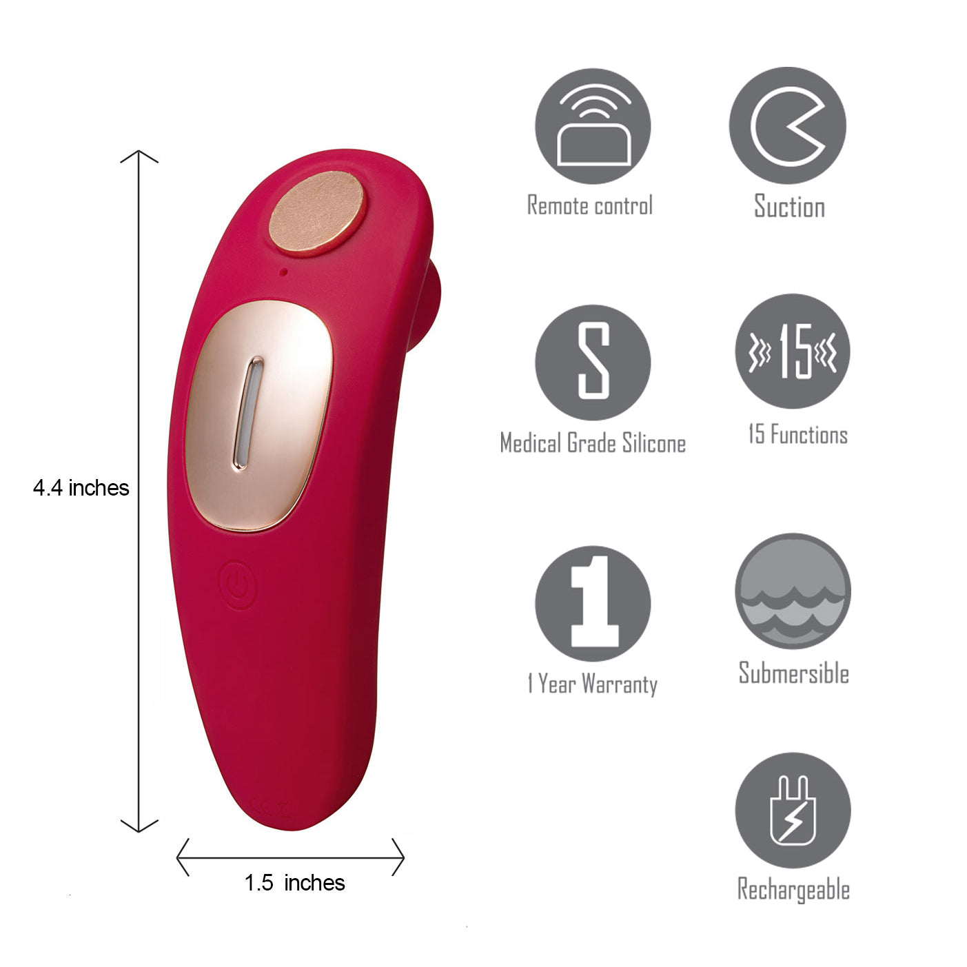 Remi 15-Function Rechargeable Remote Control Suction Panty Vibe - Red-Vibrators-Maia Toys-Andy's Adult World