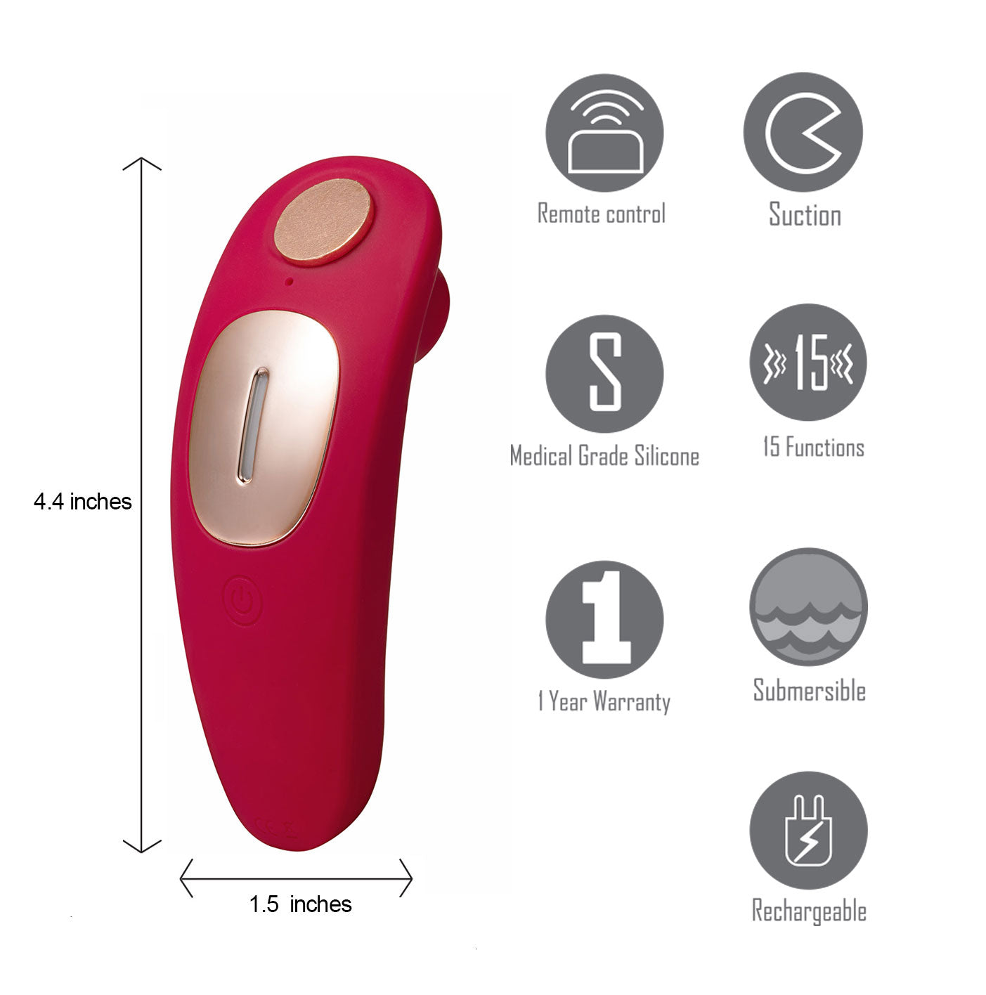 Remi 15-Function Rechargeable Remote Control Suction Panty Vibe - Red-Vibrators-Maia Toys-Andy's Adult World