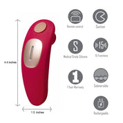 Remi 15-Function Rechargeable Remote Control Suction Panty Vibe - Red-Vibrators-Maia Toys-Andy's Adult World