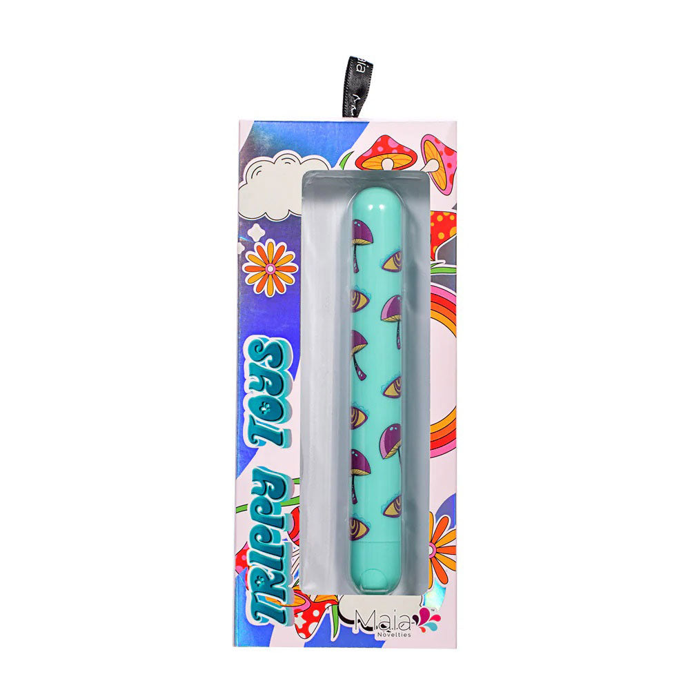 Lucy Mushroom Pattern Rechargeable X-Long Bullet - Blue-Vibrators-Maia Toys-Andy's Adult World