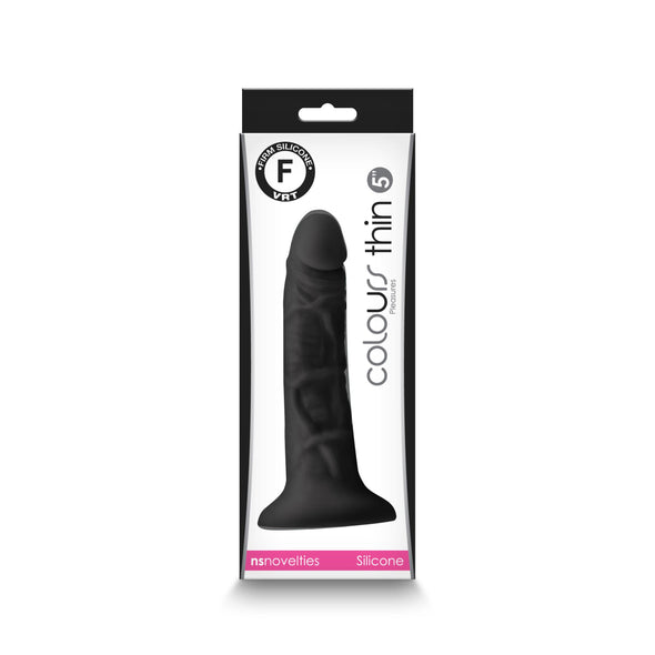 Colours - Pleasures - Thin 5 Inch Dildo - Black-Dildos & Dongs-nsnovelties-Andy's Adult World