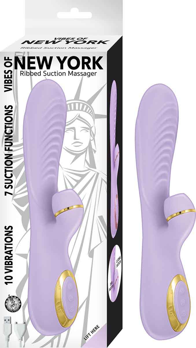 Vibes of New York Ribbed Suction Massager - Lavender-Vibrators-Nasstoys-Andy's Adult World