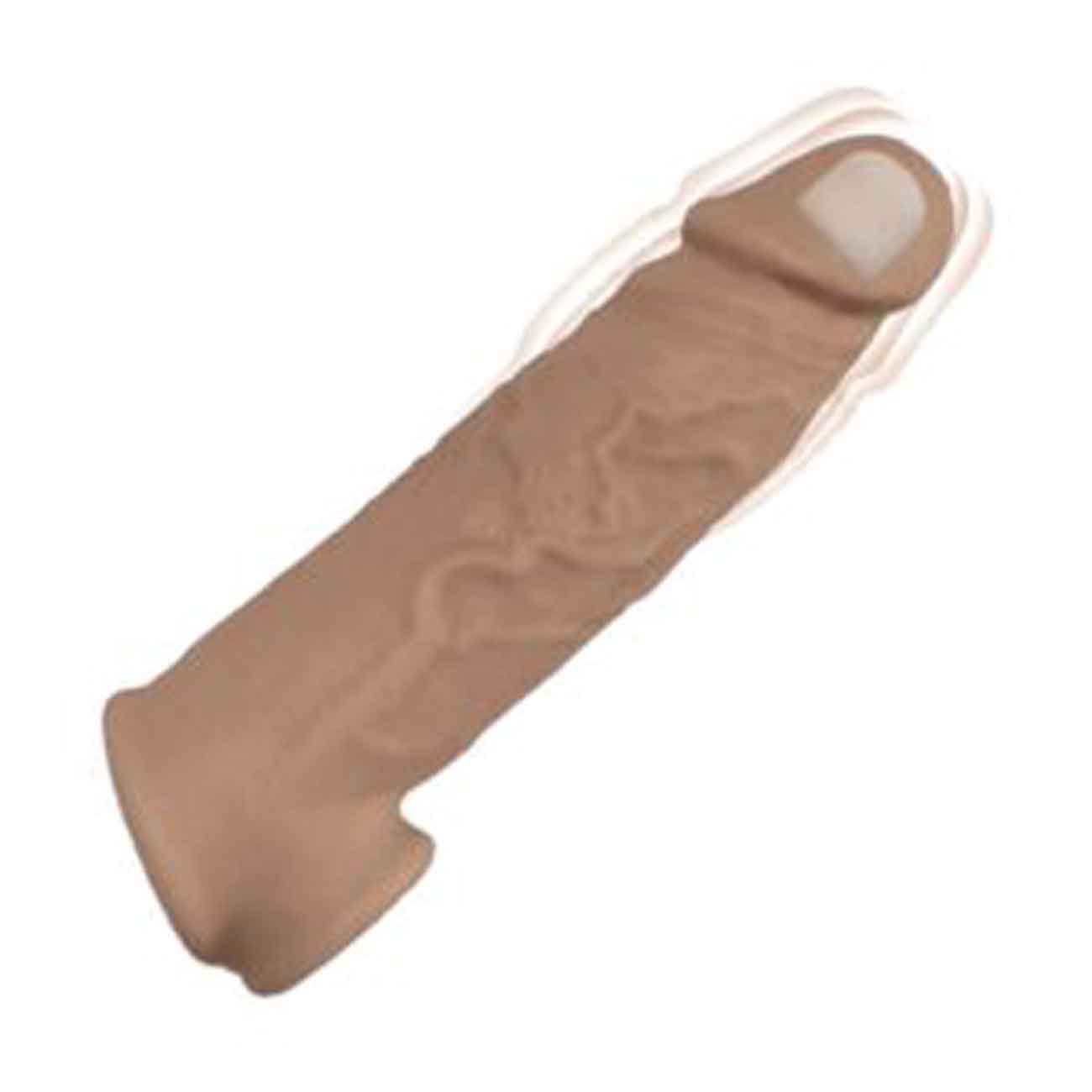 Natural Realskin Vibrating Penis Xtender - Brown-Penis Extension & Sleeves-Nasstoys-Andy's Adult World