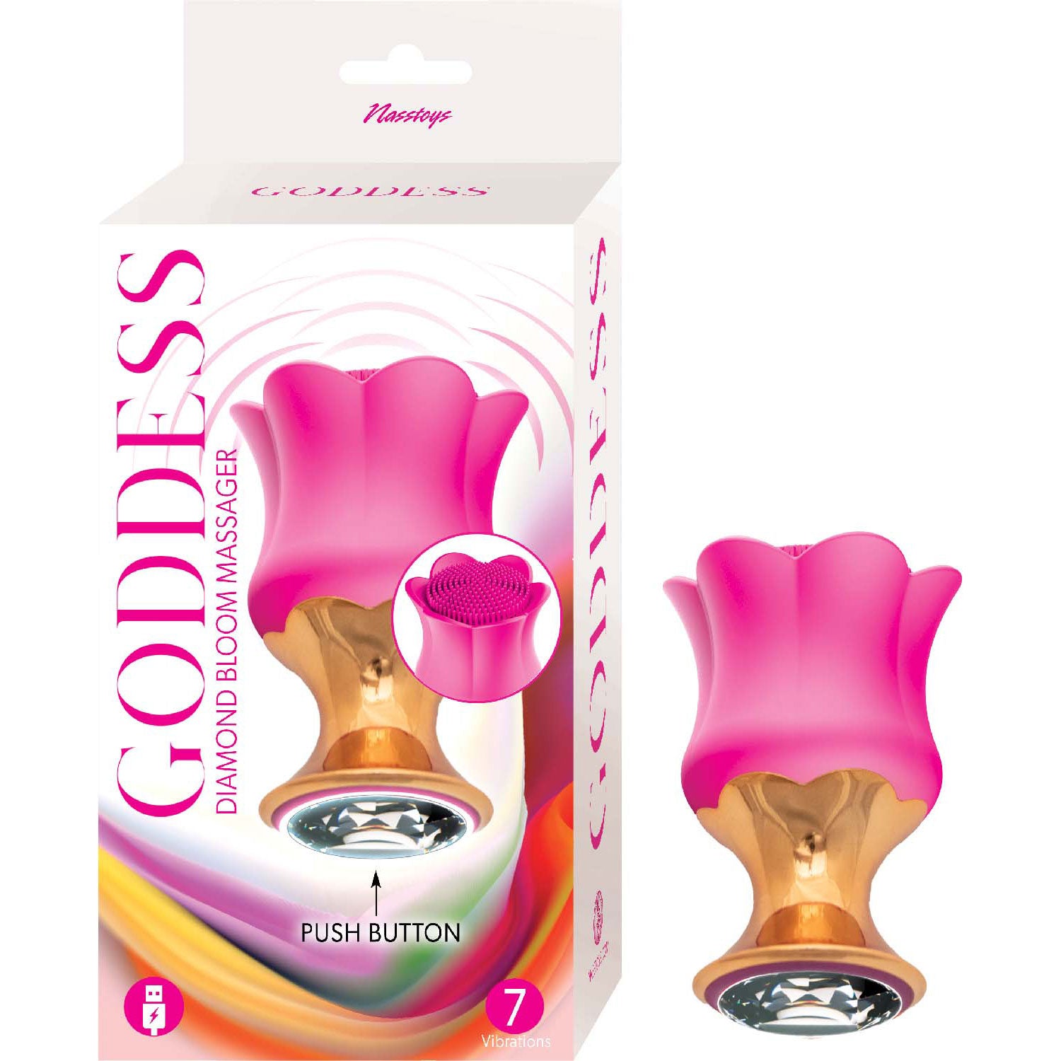 Goddess Diamond Bloom Massager - Fushcia-Vibrators-Nasstoys-Andy's Adult World