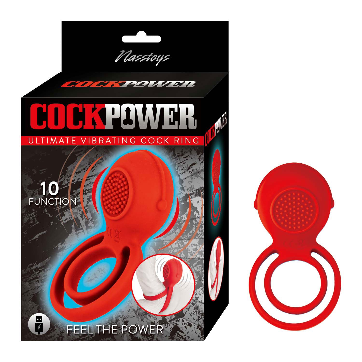 Cockpower Ultimate Vibrating Cockring - Red-Cockrings-Nasstoys-Andy's Adult World