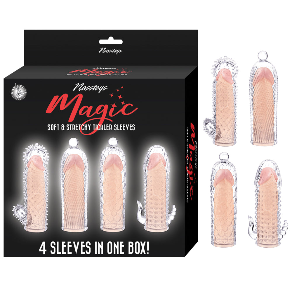 Magic Soft and Stretchy Tickler Sleeves Kit - Clear-Penis Extension & Sleeves-Nasstoys-Andy's Adult World