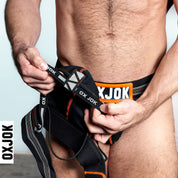 Slingjock Upthrust Slider-Strap Jock Black Iron - Small-Lingerie & Sexy Apparel-OXJok-Andy's Adult World