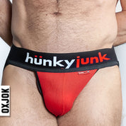 Hunker Comfy-Pouch Slider-Strap Jock Red Hot Large-Lingerie & Sexy Apparel-OXJok-Andy's Adult World