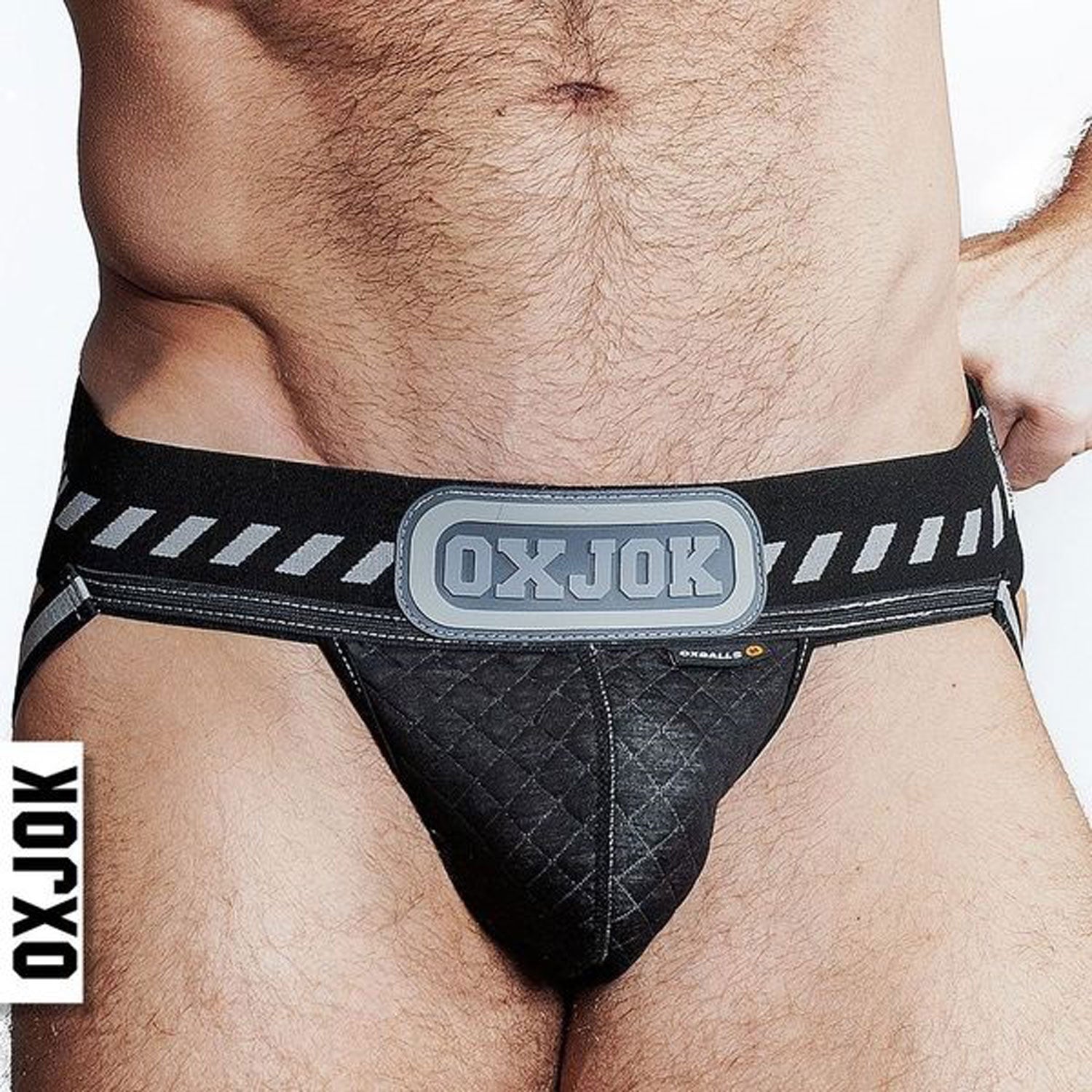 Packer Industrial Quilted Cargo Strapjock Black Pull Small-Lingerie & Sexy Apparel-OXJok-Andy's Adult World