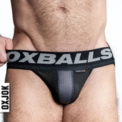 Airmesh Upthrust Slider-Strap Jock Tar Black - Medium-Lingerie & Sexy Apparel-OXJok-Andy's Adult World