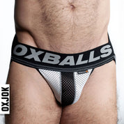 Airmesh Upthrust Slider-Strap Jock Ice White Small-Lingerie & Sexy Apparel-OXJok-Andy's Adult World