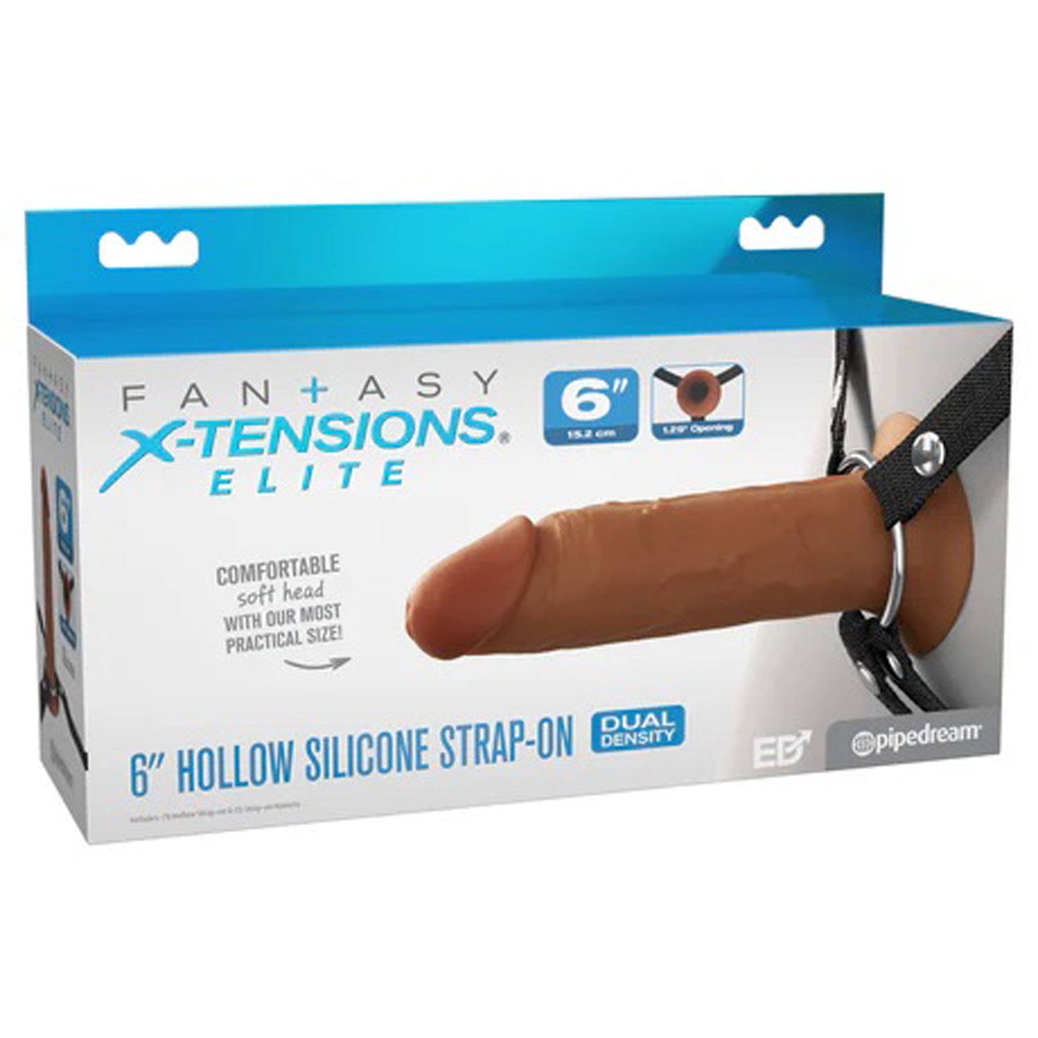 Fantasy X-Tensions Elite 6" Silicone Hollow Strap Dual Density Brown-Harnesses & Strap-Ons-Pipedream-Andy's Adult World