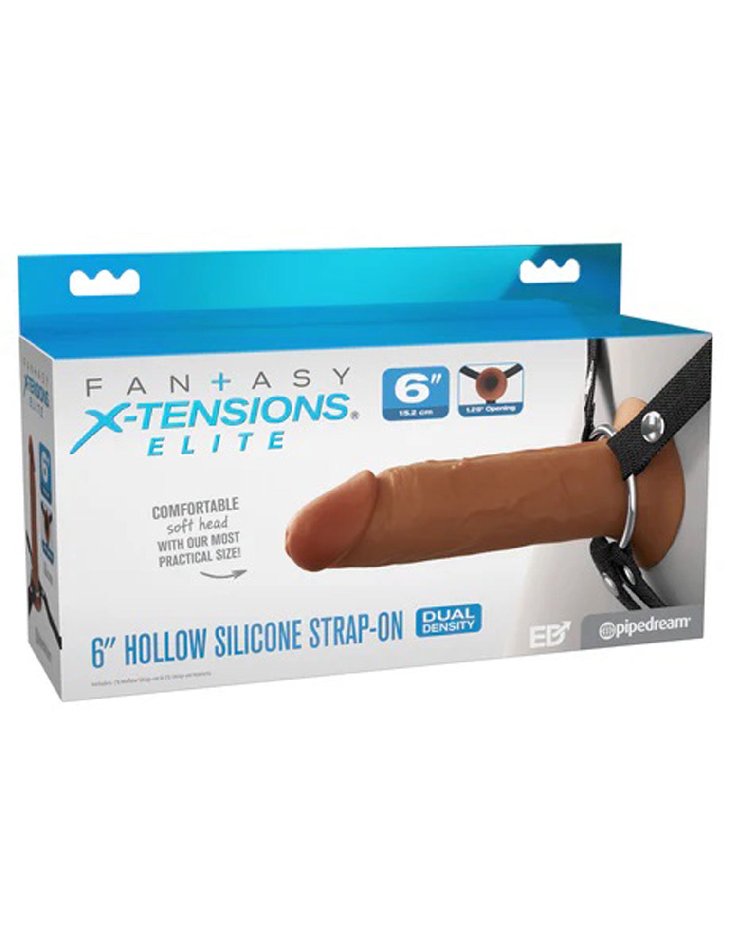 Fantasy X-Tensions Elite 6" Silicone Hollow Strap Dual Density Brown-Harnesses & Strap-Ons-Pipedream-Andy's Adult World