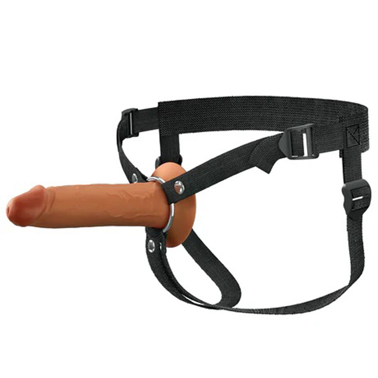 Fantasy X-Tensions Elite 7" Silicone Hollow Strap Dual Density - Brown-Harnesses & Strap-Ons-Pipedream-Andy's Adult World