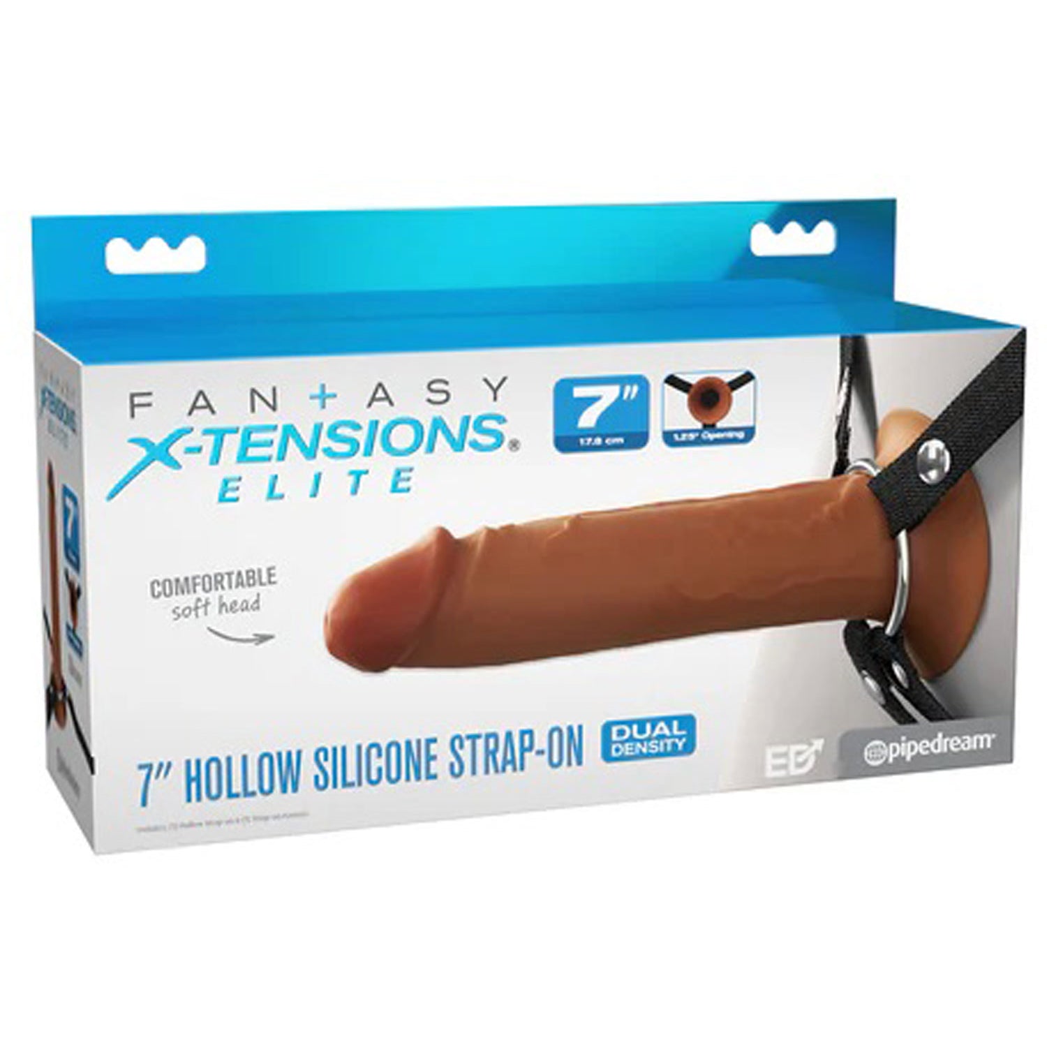 Fantasy X-Tensions Elite 7" Silicone Hollow Strap Dual Density - Brown-Harnesses & Strap-Ons-Pipedream-Andy's Adult World