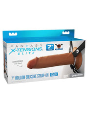 Fantasy X-Tensions Elite 7" Silicone Hollow Strap Dual Density - Brown-Harnesses & Strap-Ons-Pipedream-Andy's Adult World