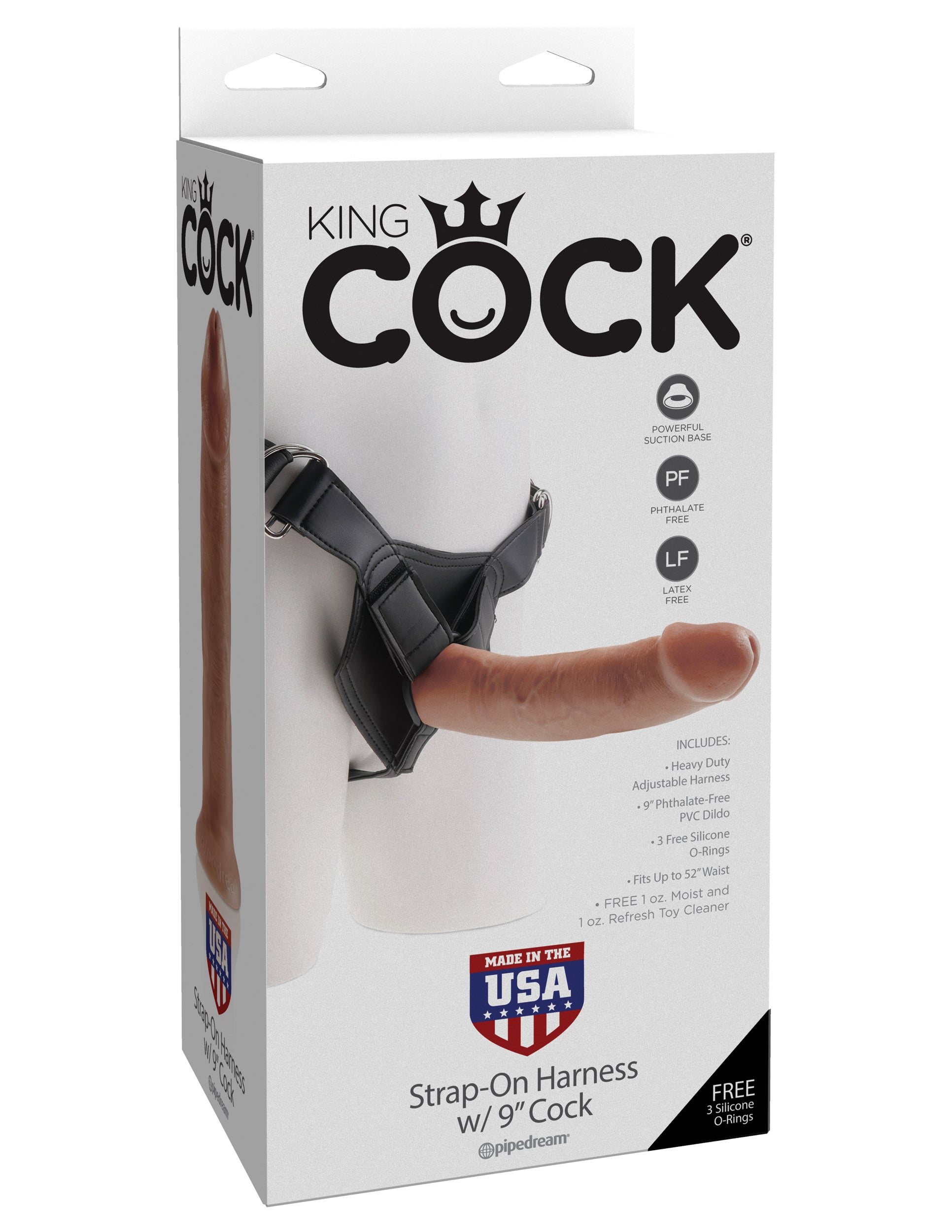 King Cock Strap-on Harness With 9 Inch Cock - Tan-Harnesses & Strap-Ons-Pipedream-Andy's Adult World