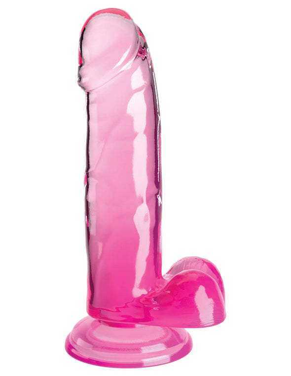 King Cock Clear 7 Inch With Balls - Pink-Dildos & Dongs-Pipedream-Andy's Adult World