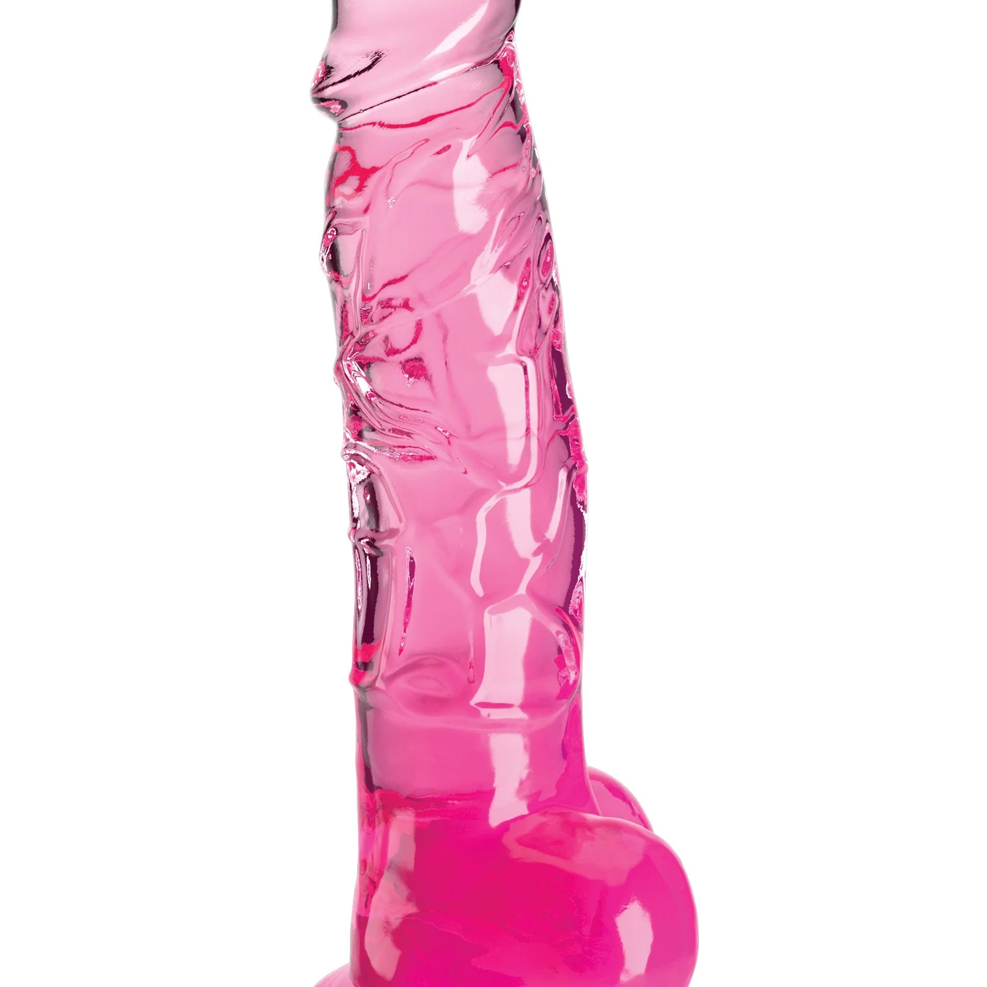 King Cock Clear 8 Inch With Balls - Pink-Dildos & Dongs-Pipedream-Andy's Adult World