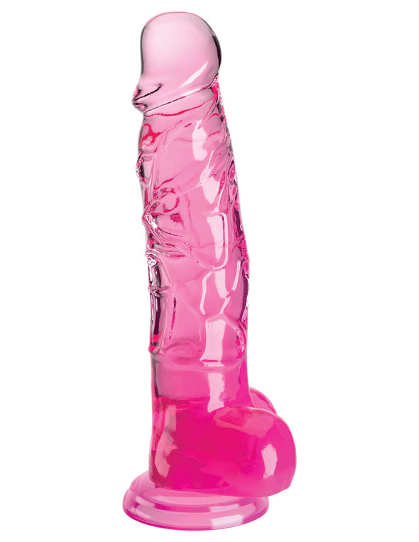 King Cock Clear 8 Inch With Balls - Pink-Dildos & Dongs-Pipedream-Andy's Adult World