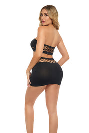 Net Worth 2pc Bandeau Set - One Size - Black-Lingerie & Sexy Apparel-Pink Lipstick-Andy's Adult World