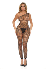 Let's Link Bodystocking - One Size - Black-Lingerie & Sexy Apparel-Pink Lipstick-Andy's Adult World