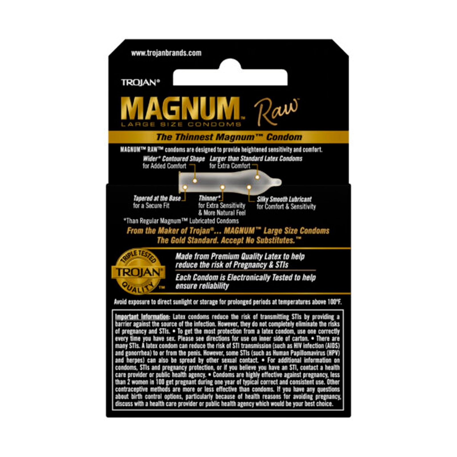 Trojan Magnum Raw 3 Ct Condoms-Condoms-Paradise Marketing-Andy's Adult World