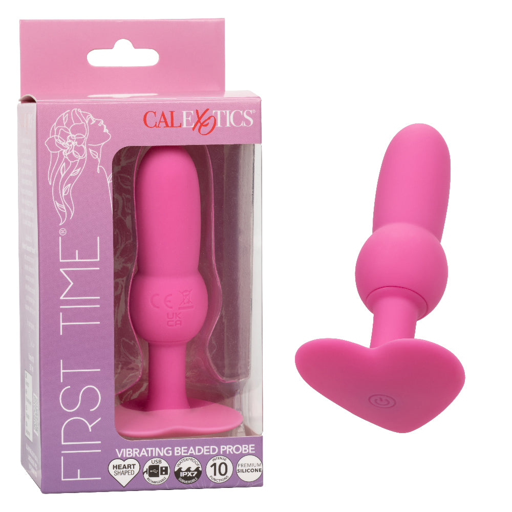 First Time Vibrating Beaded Probe - Pink-Anal Toys & Stimulators-CalExotics-Andy's Adult World