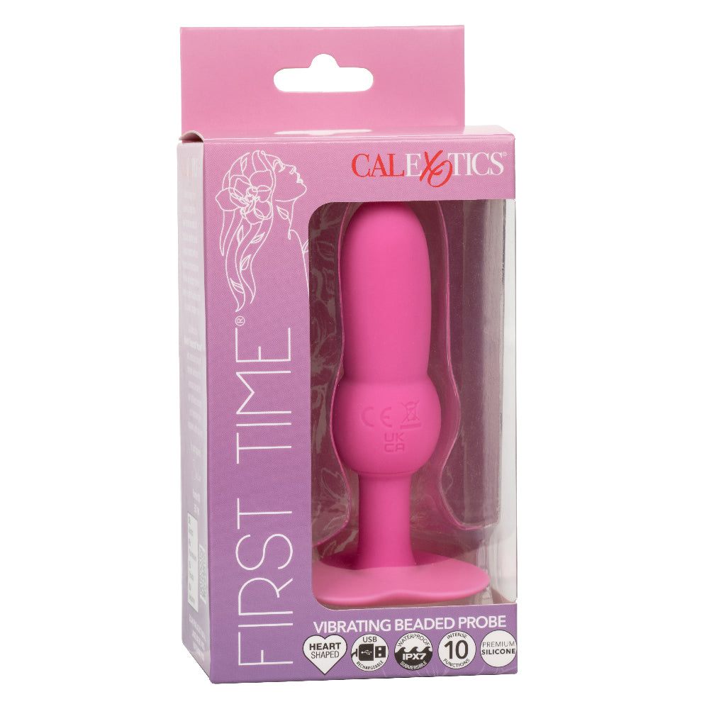 First Time Vibrating Beaded Probe - Pink-Anal Toys & Stimulators-CalExotics-Andy's Adult World