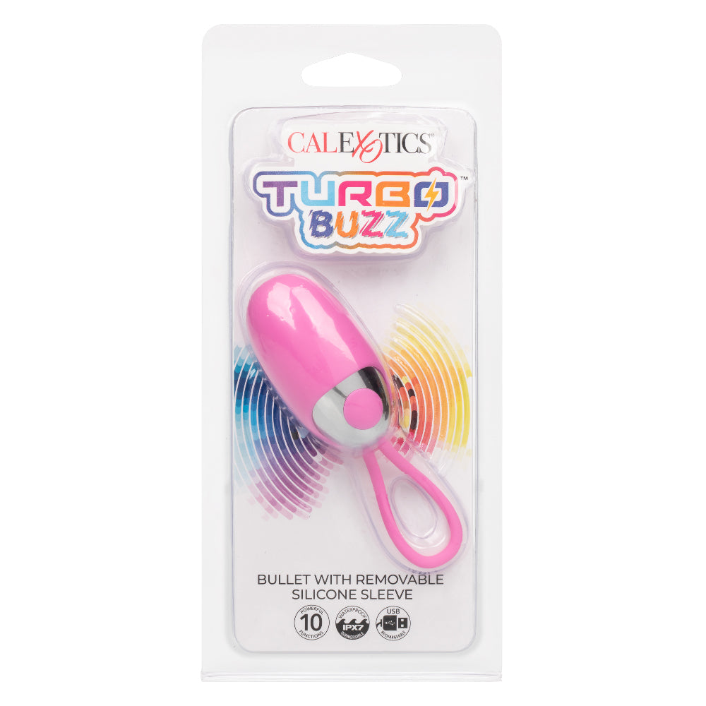 Turbo Buzz Bullet With Removable Silicone Sleeve - Pink-Vibrators-CalExotics-Andy's Adult World