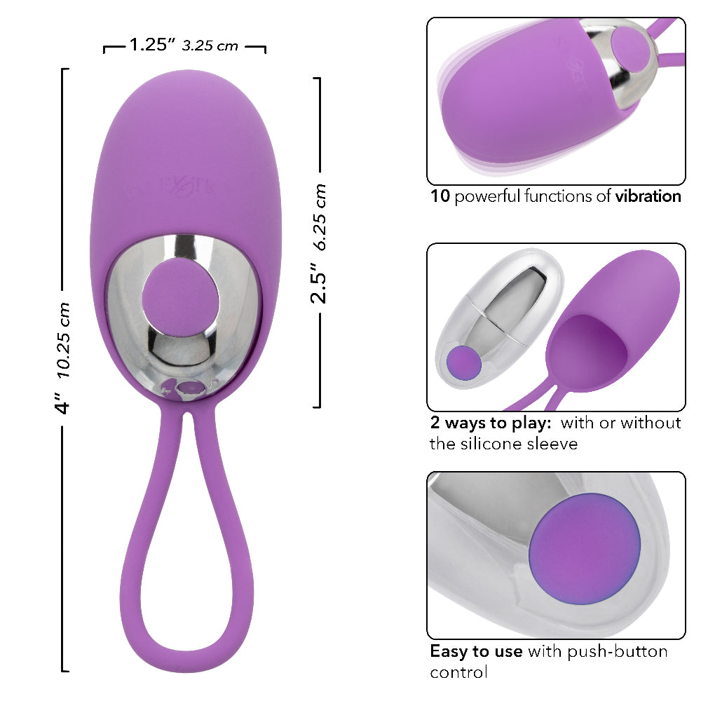 Turbo Buzz Bullet With Removable Silicone Sleeve - Purple-Vibrators-CalExotics-Andy's Adult World