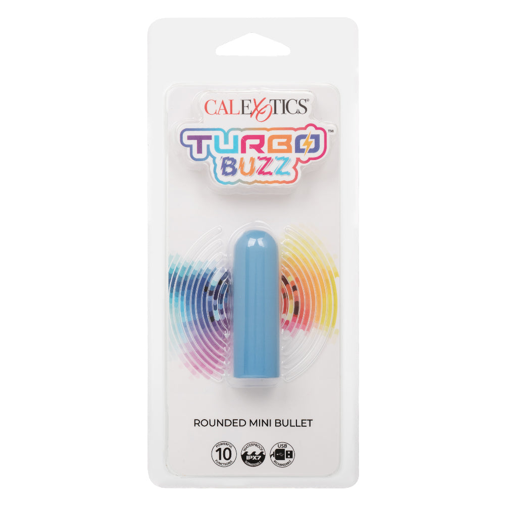 Turbo Buzz Rounded Mini Bullet - Blue-Vibrators-CalExotics-Andy's Adult World